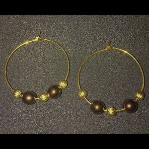 handmade medium bronze hoops